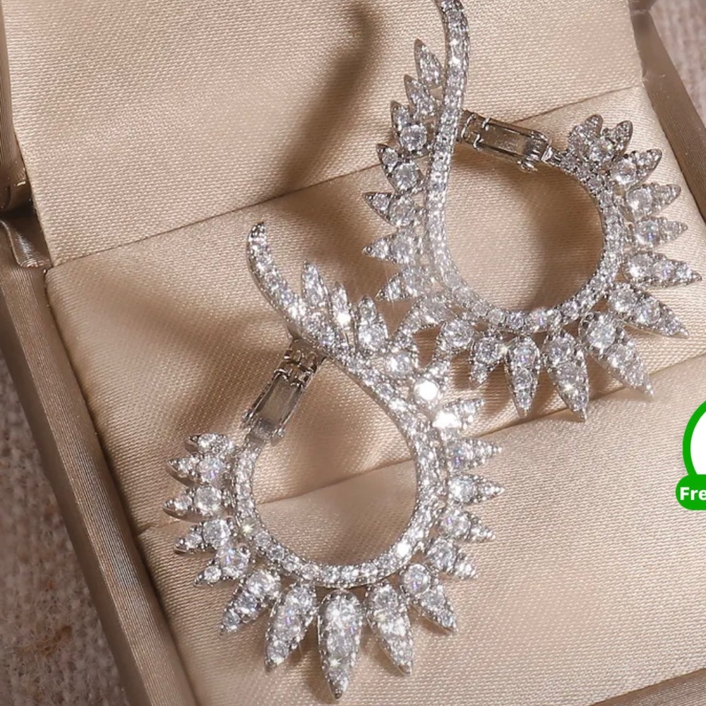 Flower Shape Zircon Earrings